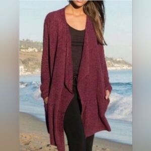 Barefoot Dreams Cozychic Lite Island Wrap Burgundy Cardigan 903 L/XL